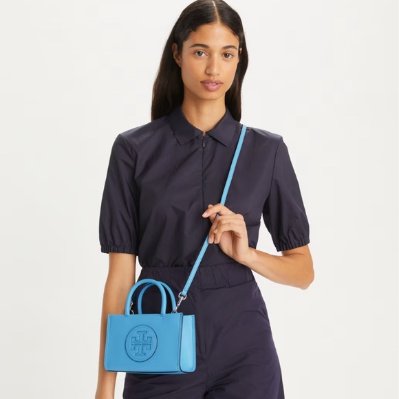 NWT Tory Burch ELLA BIO MINI TOTE BLUE AZURE - Picture 8 of 8